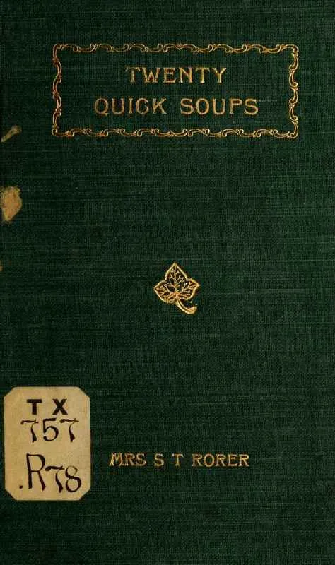 Title page of Twenty Quick Soups (1894)